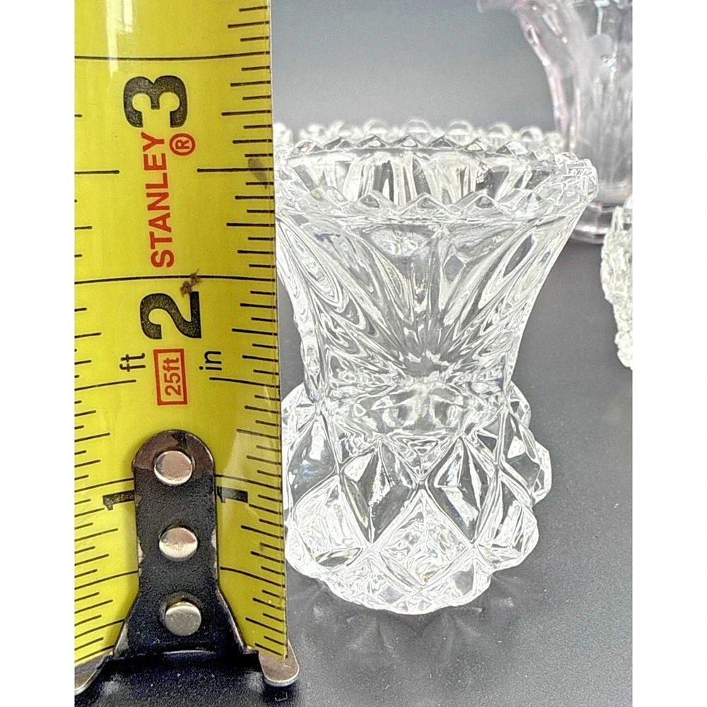 Vintage Pressed and Cut Glass Collection 10 Piece Set Bowls Decanter Basket